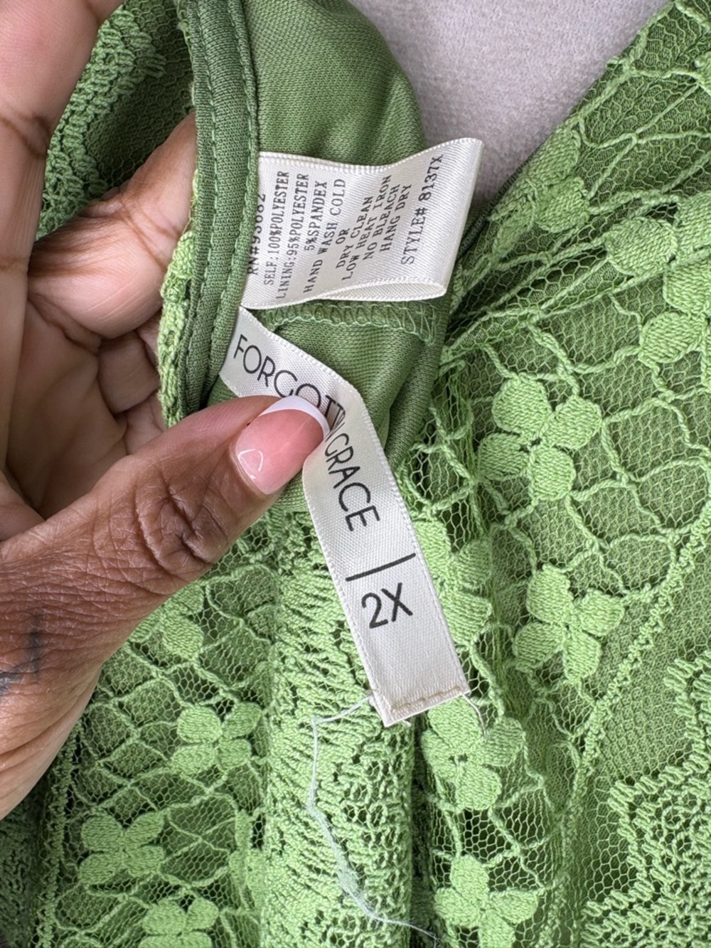 Grace Lime Green Crochet Lace V-Neck Tunic - Picture 3 of 4